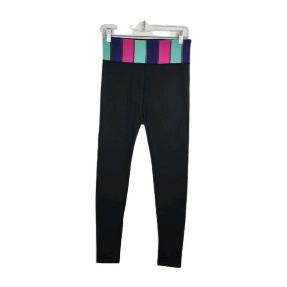 Pants - Lululemon Skinny Athletic Leggings Women's Size 6 Black w/ Colorful Waistband